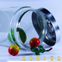 专业1827圆形钢盖密封玻璃瓶 食品玻璃瓶 玻璃包装容器可定制